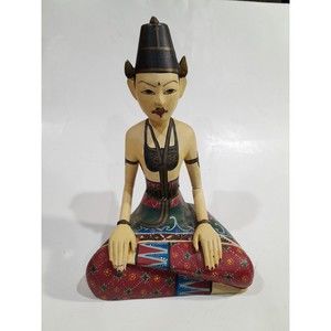 Vintage Wooden Loro Blonyo Wedding Figure, Male, Javanese